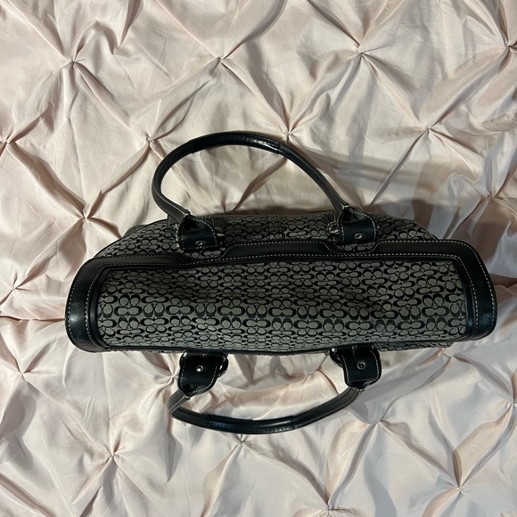 Coach black/grey Signature Soho Canvas and Leather Flap Buckle Satchel - Picture 6 of 14